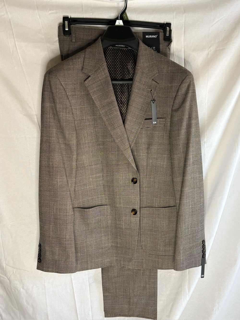Murano Brown Glen Plaid Men's Two-Piece Suit - Taupe Tones